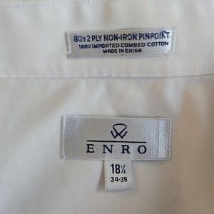 Enro 18.5 34/35 white dress shirt with french cuffs 100% cotton